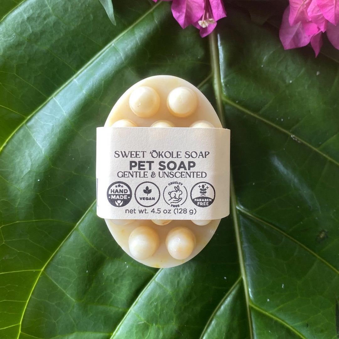 Natural Pet Shampoo, Sensitive Skin Dog & Cat Soap, Gentle Unscented Pet Wash — , [material], Sweet ʻŌkole Soap