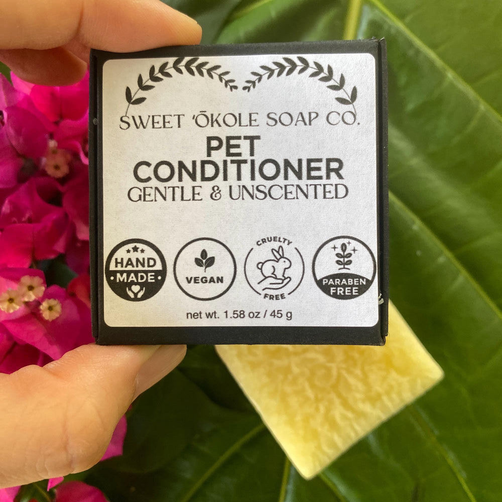 Pet Conditioner Bar for Dogs or Cats, Unscented/Fragrance Free — , [material], Sweet ʻŌkole Soap
