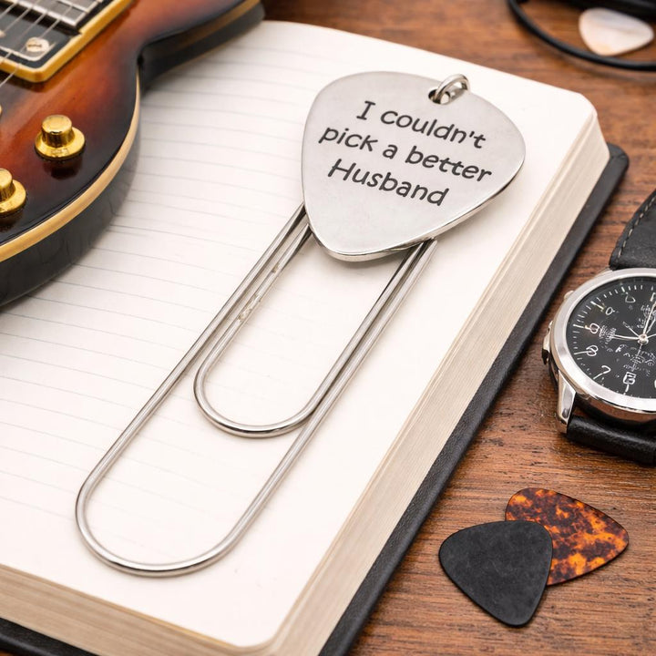 Stainless steel heart paperclip bookmark engraved 'I couldn't pick a better Husband'