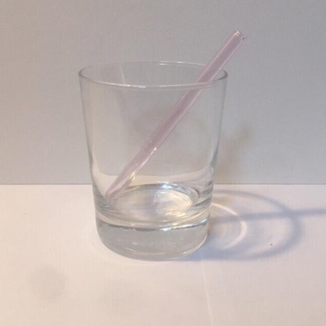 Pink petite drinking straw with angled tip