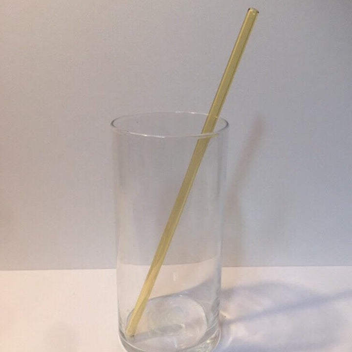 Honey amber reusable XL straight drinking straw in clear cup