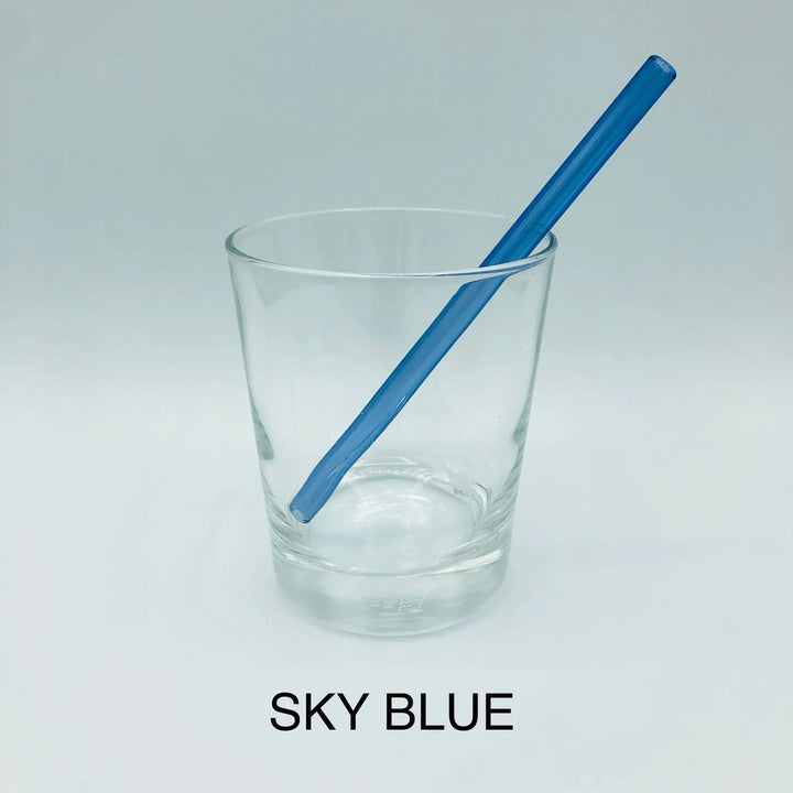 6-inch bent cocktail straw, sky blue