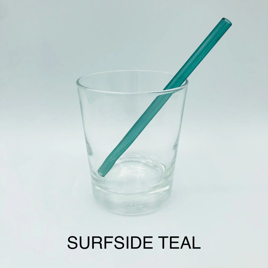 6-inch bent cocktail straw, surfside teal