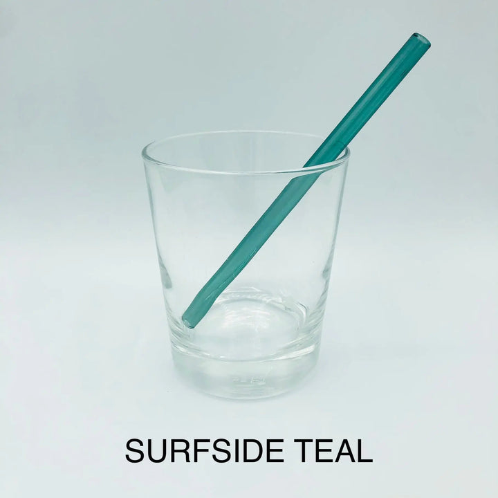 6-inch bent cocktail straw, surfside teal