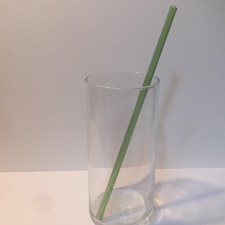 Jade green reusable XL straight drinking straw in clear cup