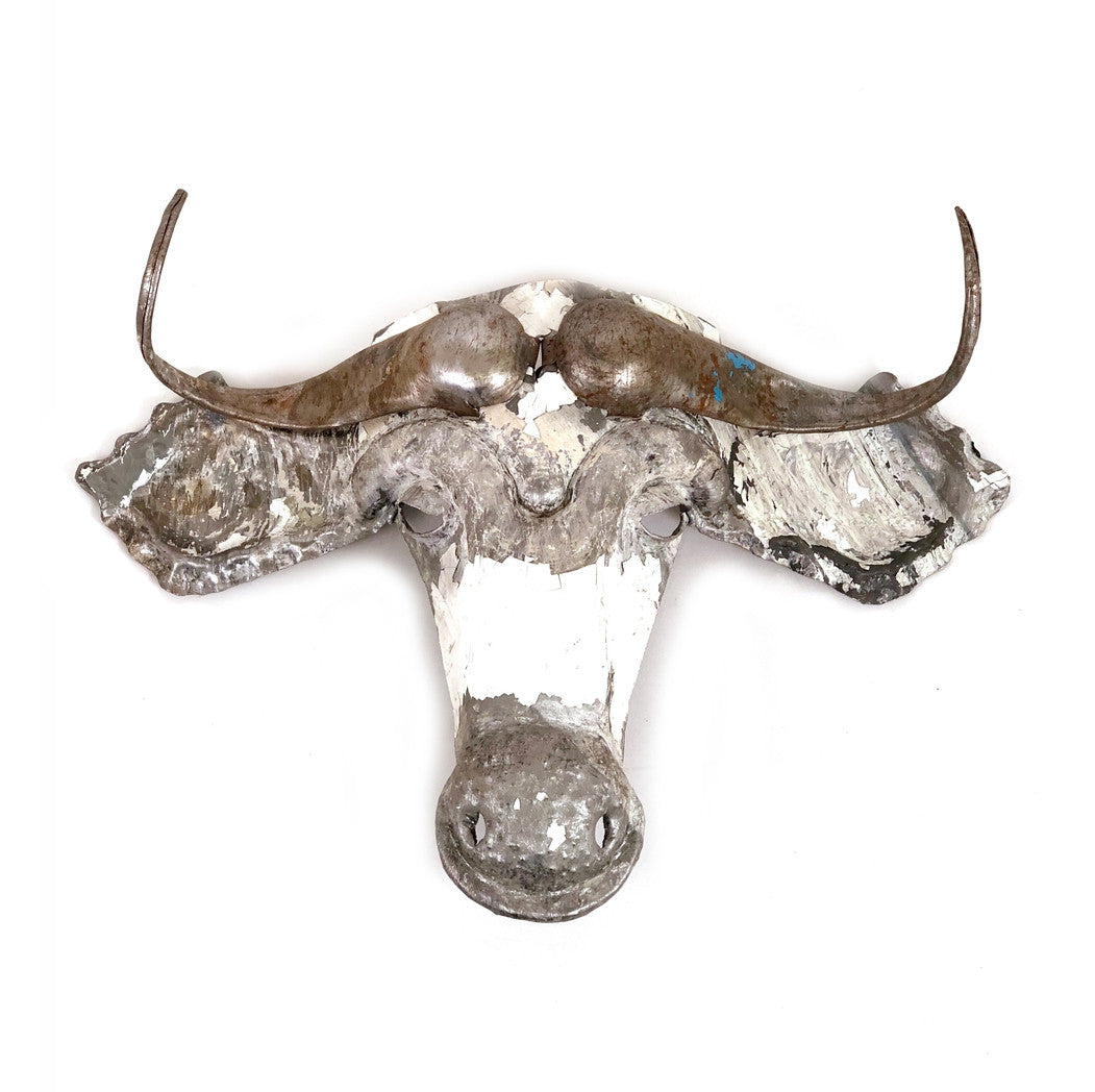Recycled Wildebeest Metal Animal Wall Mask
