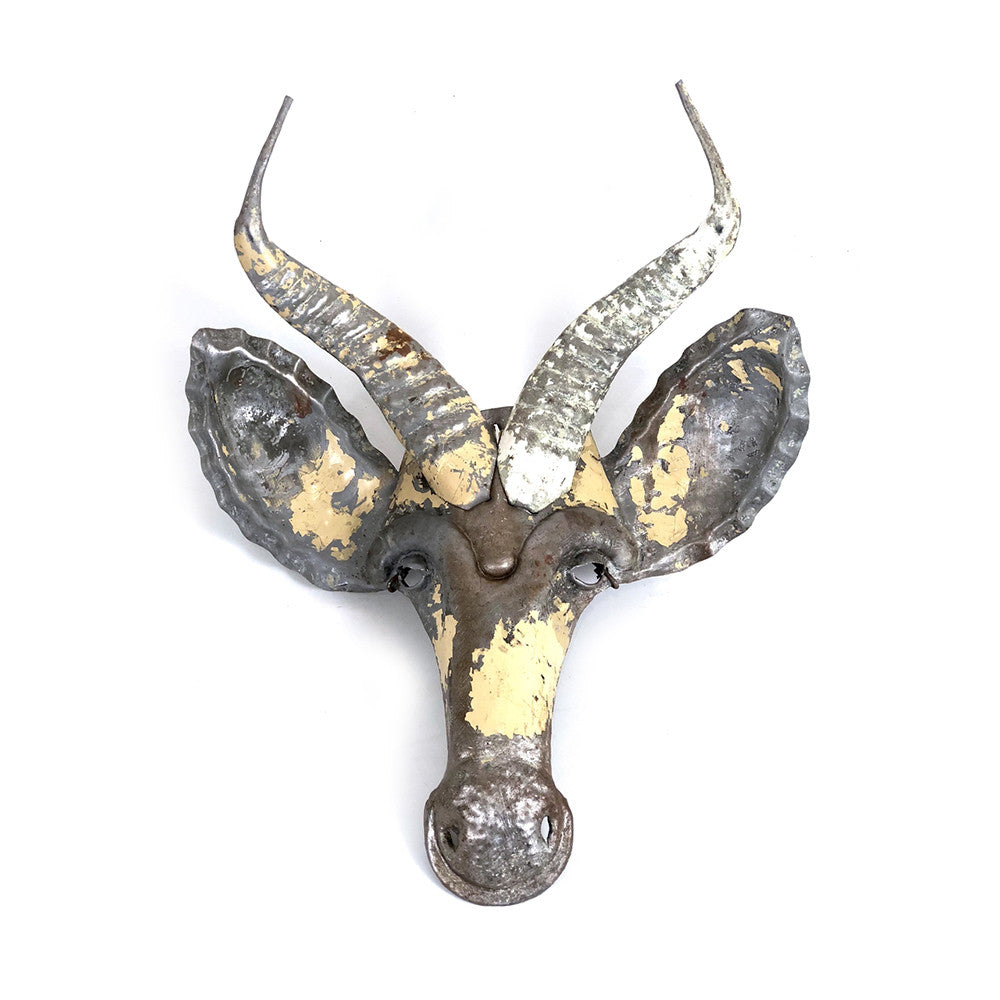 Recycled Springbok Metal Animal Wall Mask