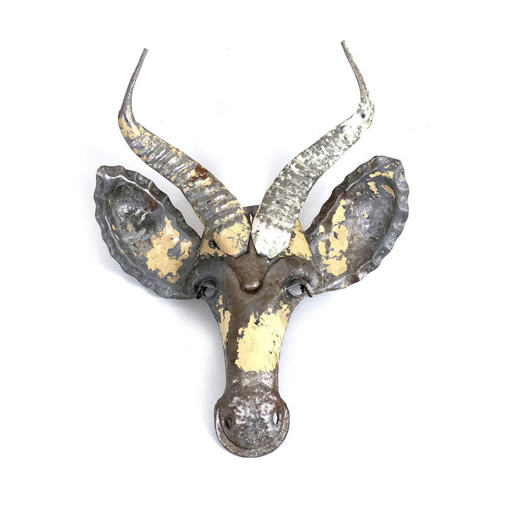 Recycled Springbok Metal Animal Wall Mask