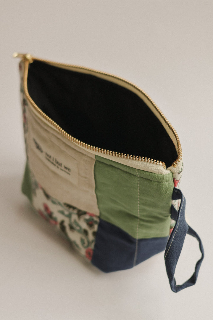 upcycled Patchwork Quilted Cosmetic Pouch