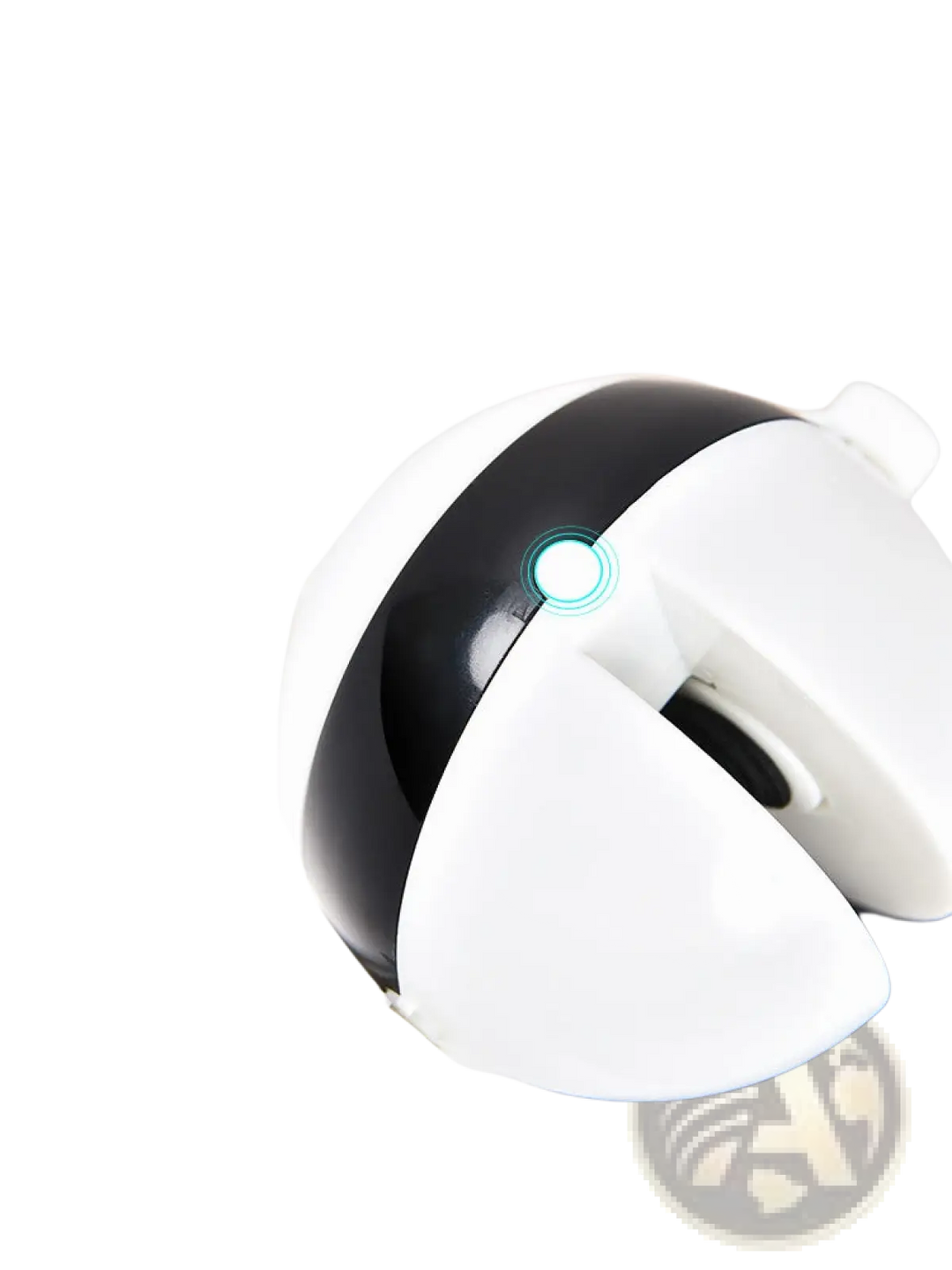 White and black automatic lifting cat toy head with circular light indicator