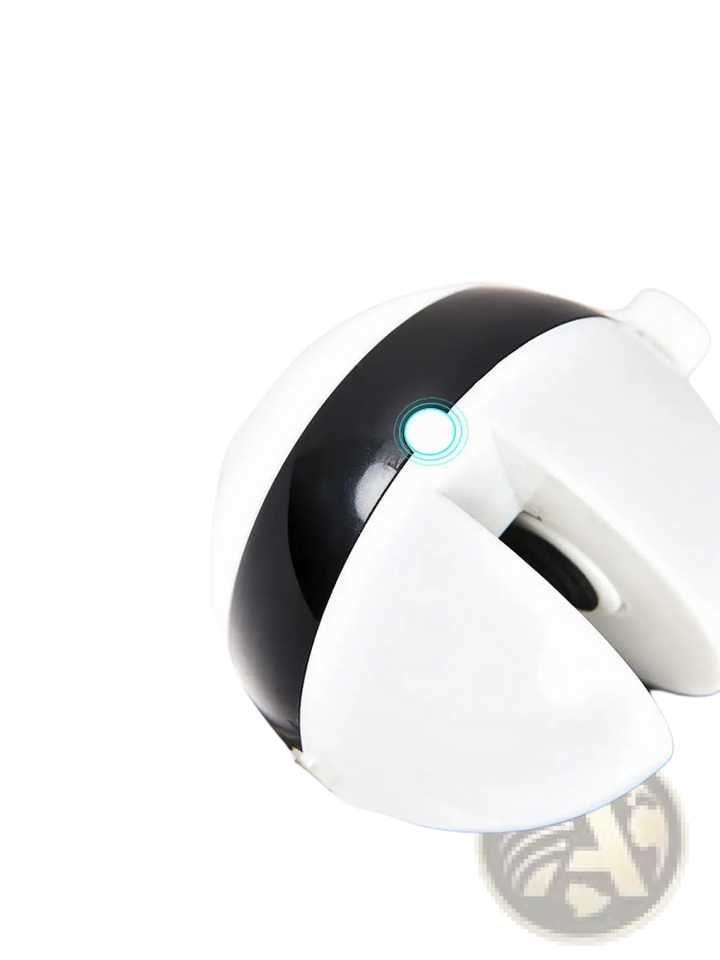 White and black automatic lifting cat toy head with circular light indicator