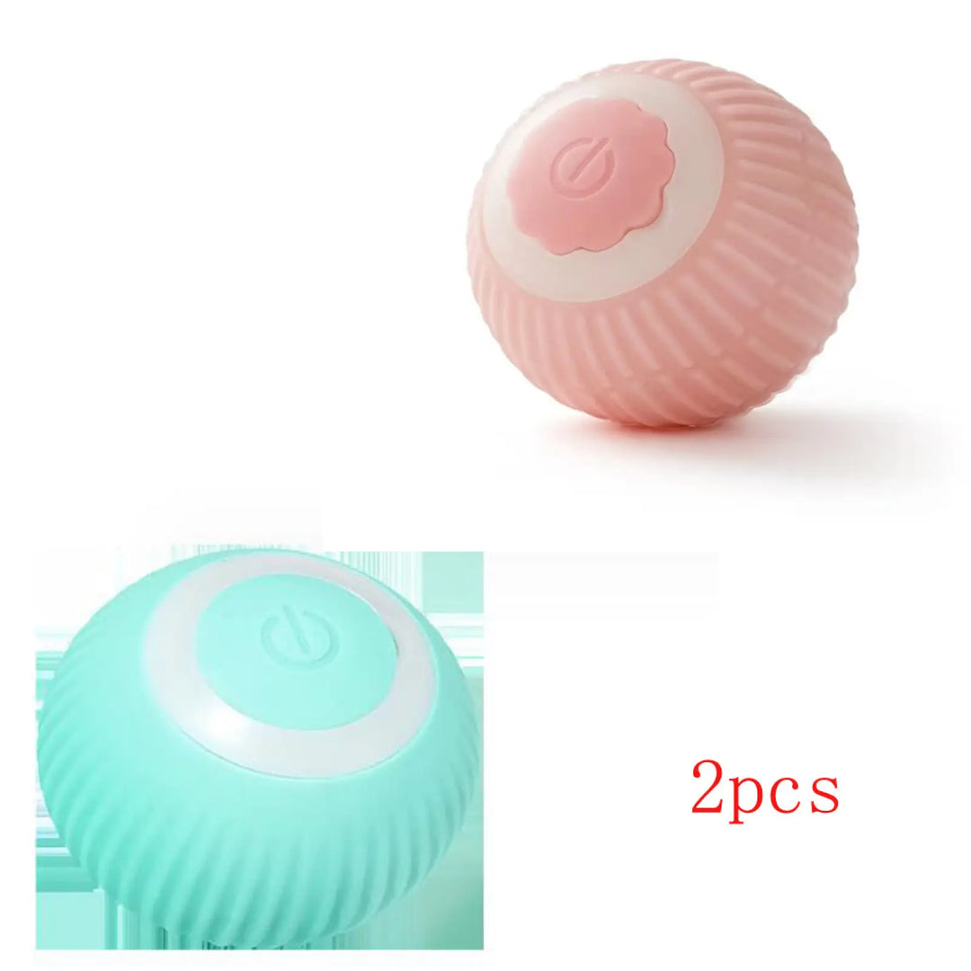 Pink silicone cat ball electric motion toy, ridged rolling ball with paw icon