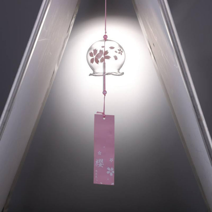 Japan Style Hand-paint Sakura Glass Wind Chimes Creative Gifts Painted Window & Door Hanging Bells Decorations Hanging Wind Chime Pendant Label Chimes Wind Bells Gift For Mom Home