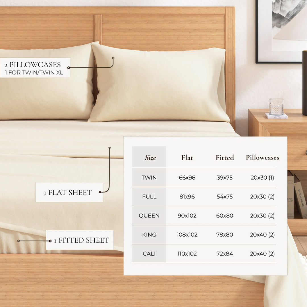 Cotton flannel sheet set in light cream with flat and fitted sheet