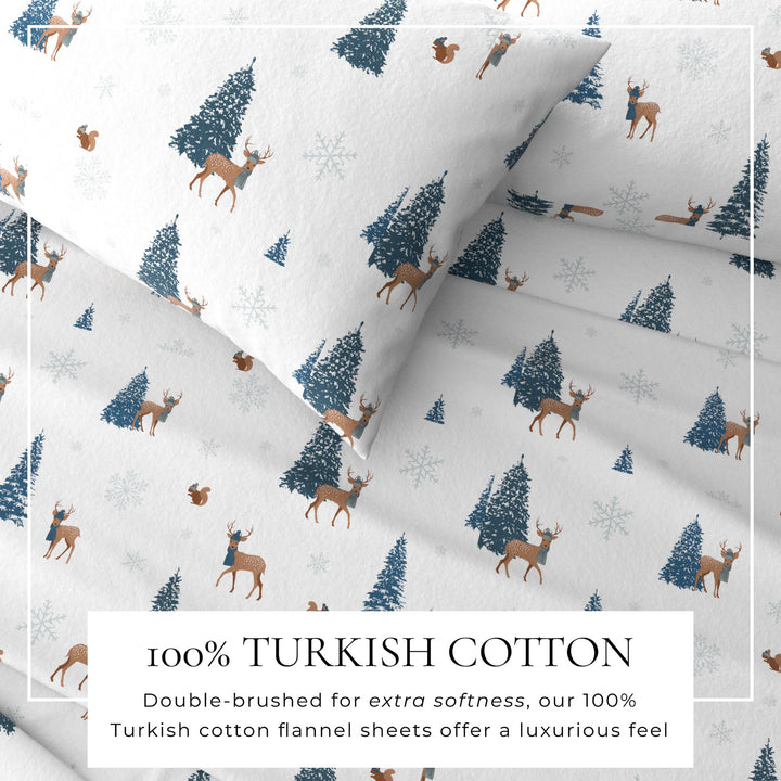 Turkish Cotton Christmas Flannel Sheet Set - Whittaker Collection