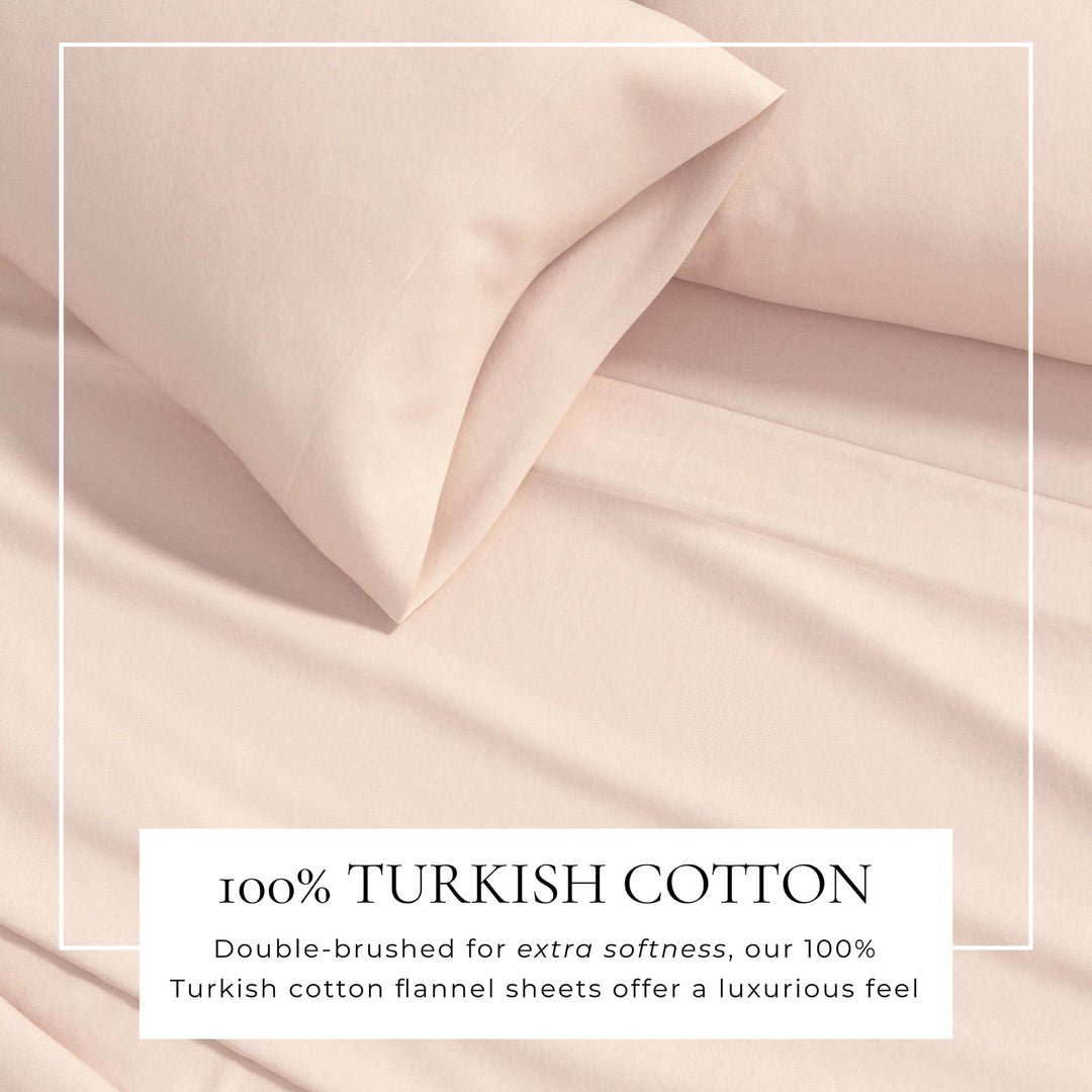 Blush pink cotton flannel sheet fabric close-up