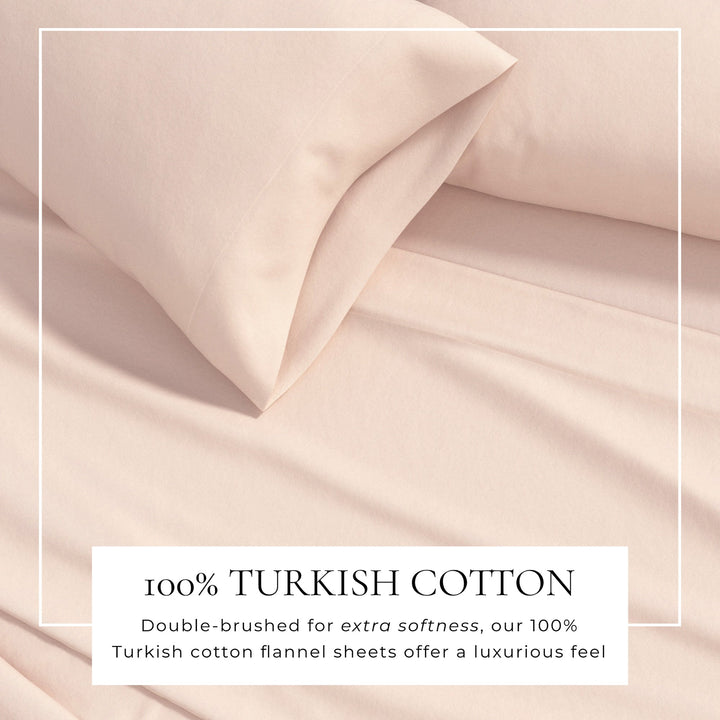 Blush pink cotton flannel sheet fabric close-up