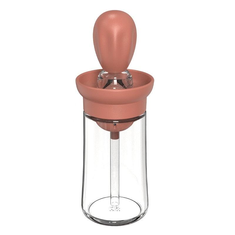 Glass Oil Bottle with Silicone Basting Brush Dispenser