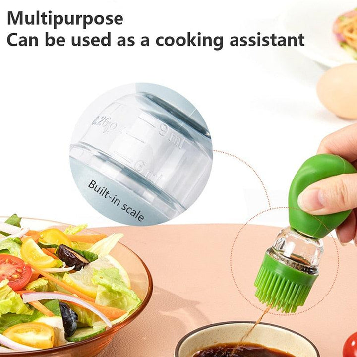 Glass Oil Bottle with Silicone Basting Brush Dispenser