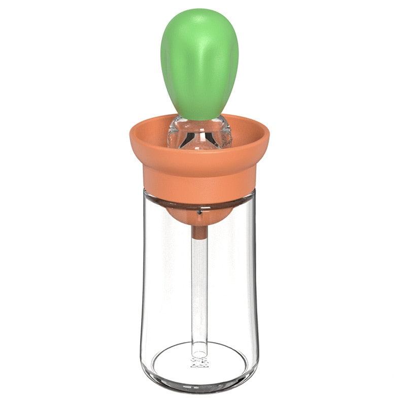 Glass Oil Bottle with Silicone Basting Brush Dispenser