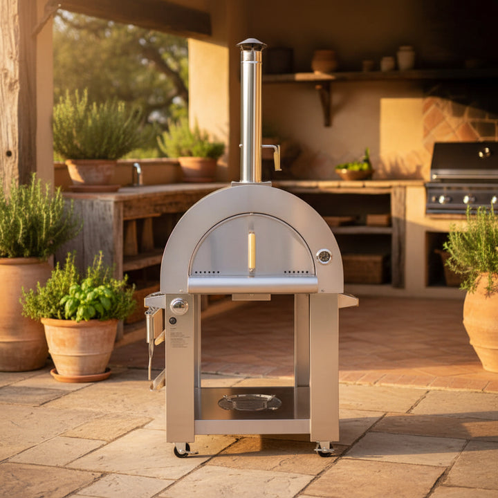 Premium 32-Inch Stainless Steel Dual Fuel Gas Or Wood Fired Pizza Oven [KO-PIZZAOVEN] (SAK14753)