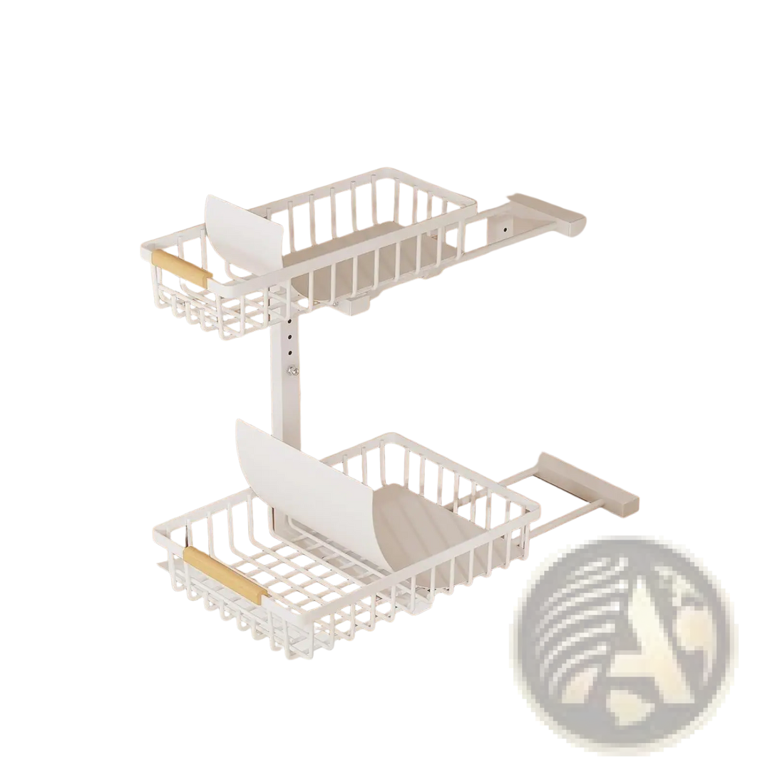 L-shaped Under Sink Organizer Adjustable Height White Metal
