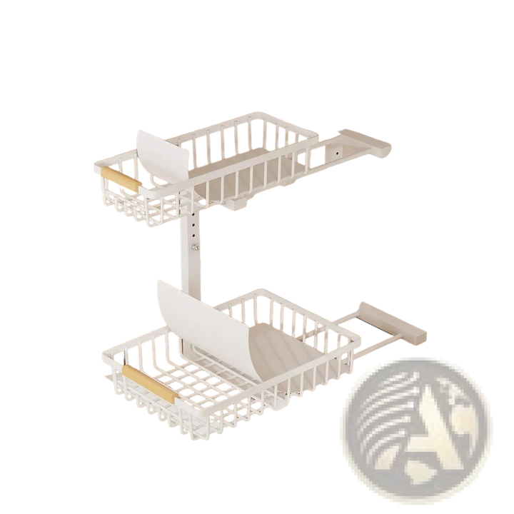 L-shaped Under Sink Organizer Adjustable Height White Metal