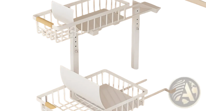 L-shaped Under Sink Organizer Adjustable Height White Metal