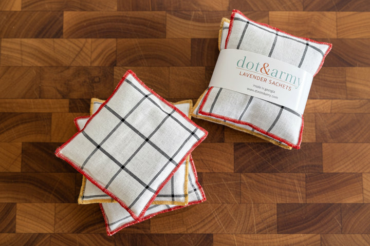 Windowpane Linen Lavender Sachets, set of two