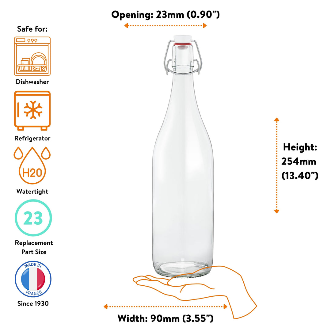 Le Parfait French Glass Bottles with Swing‑Top or Twist Lids