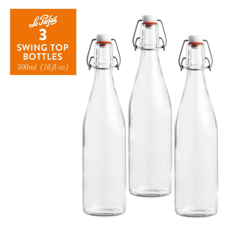 Le Parfait French Glass Bottles with Swing‑Top or Twist Lids