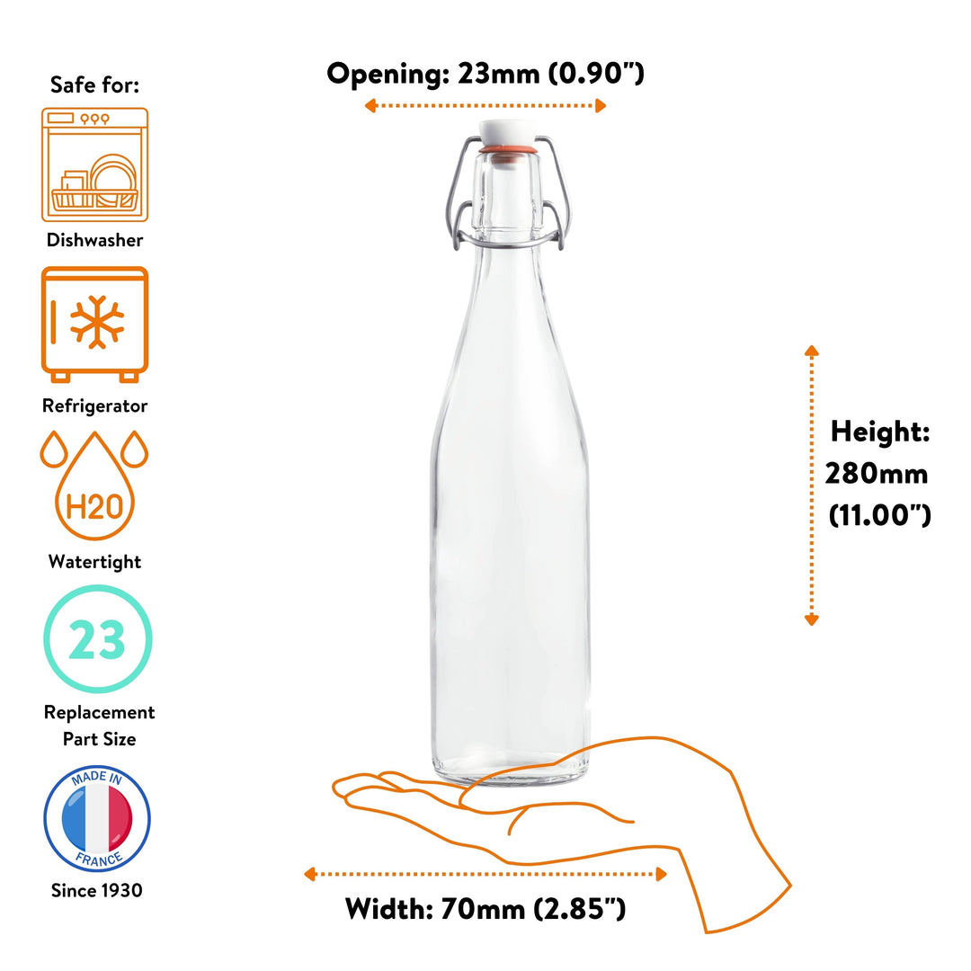Le Parfait French Glass Bottles with Swing‑Top or Twist Lids