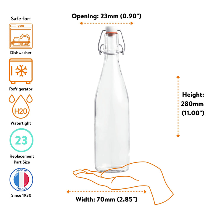 Le Parfait French Glass Bottles with Swing‑Top or Twist Lids