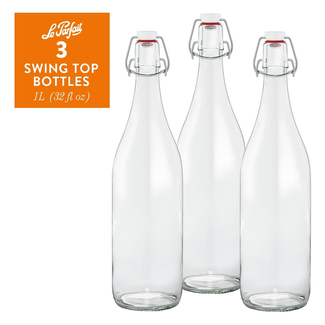Le Parfait French Glass Bottles with Swing‑Top or Twist Lids
