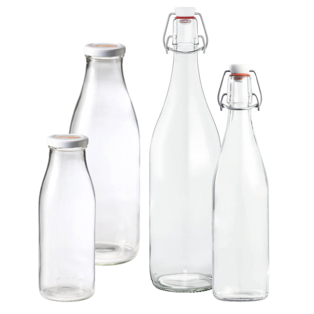 Le Parfait French Glass Bottles with Swing‑Top or Twist Lids