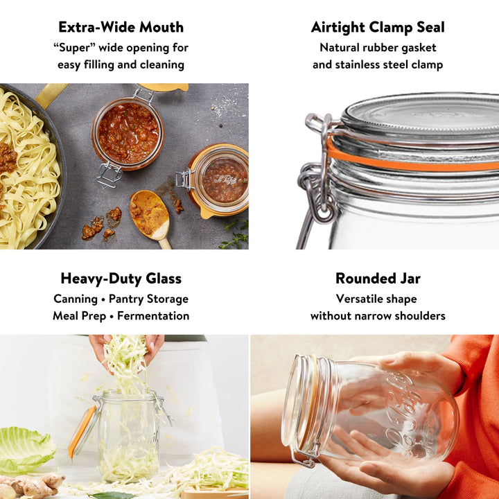 Le Parfait Super Jars with Clip‑Top Lids