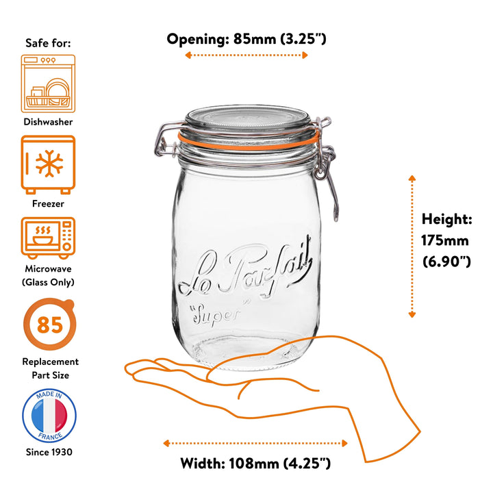 Le Parfait Super Jars with Clip‑Top Lids