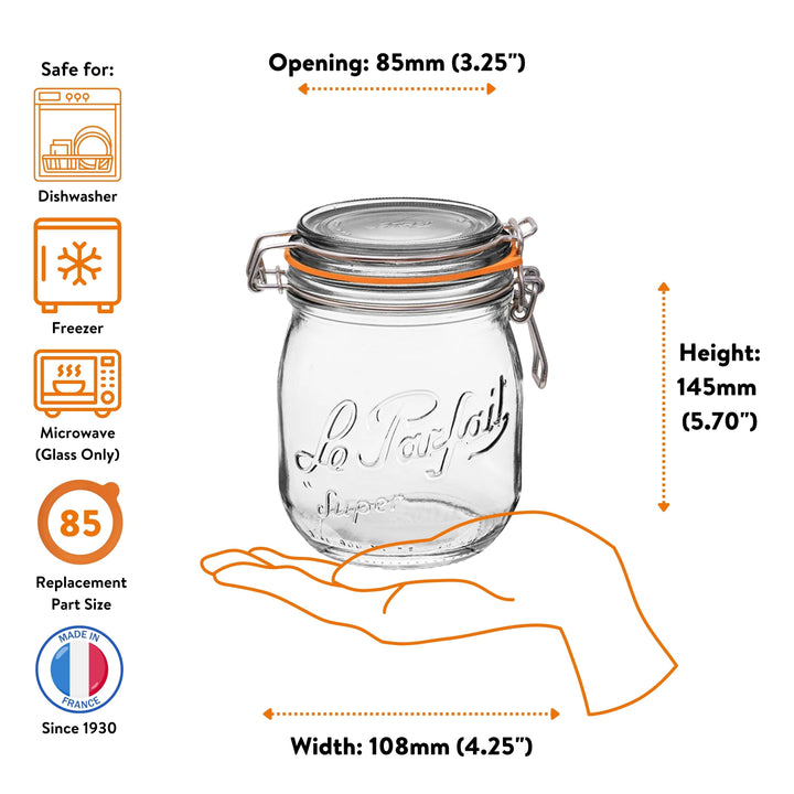 Le Parfait Super Jars with Clip‑Top Lids