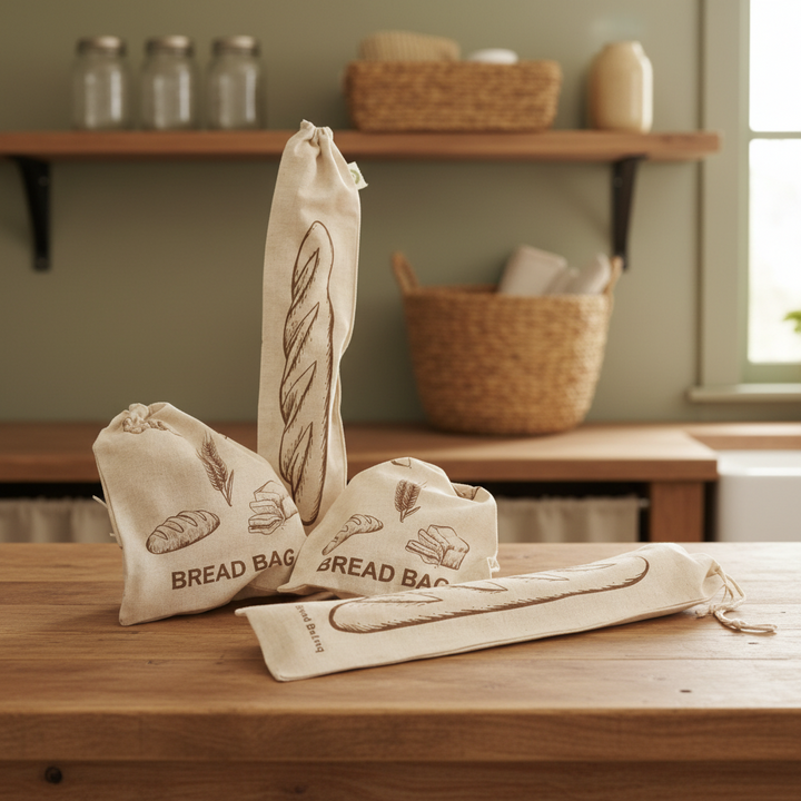 Reusable Organic Linen Bread Bags (Set of 4)