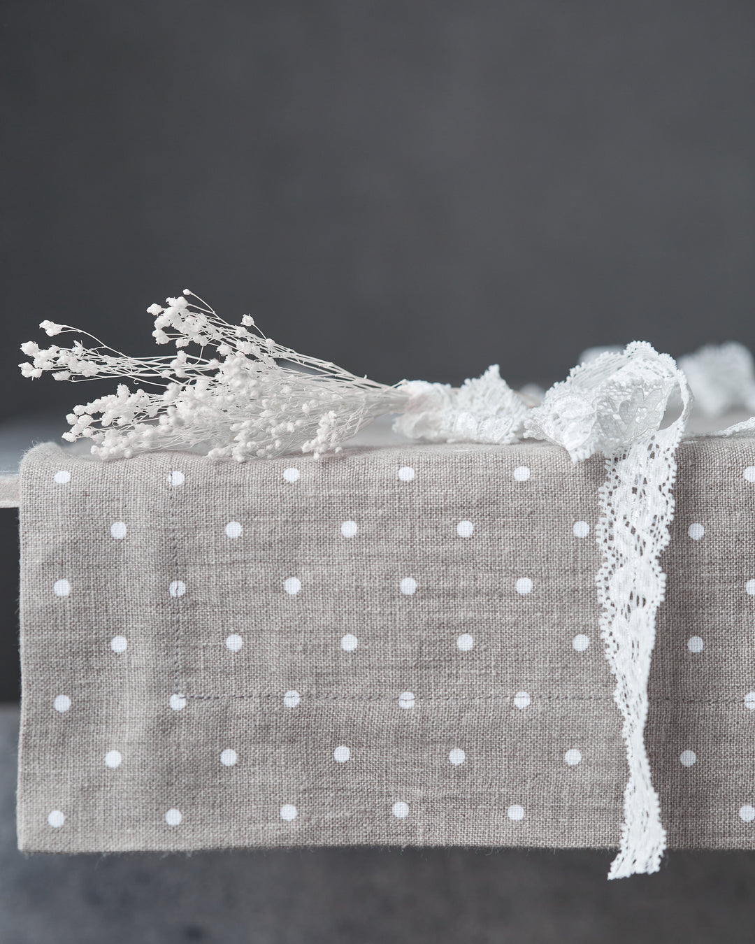 European Linen Polka Dot Table Runner