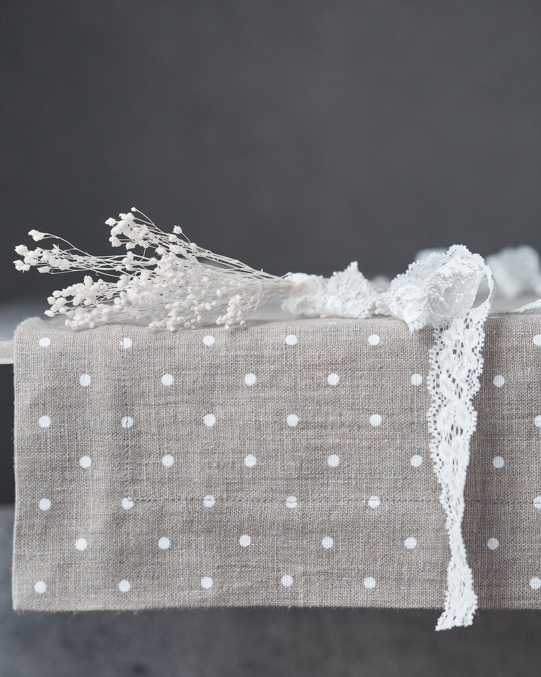 European Linen Polka Dot Table Runner