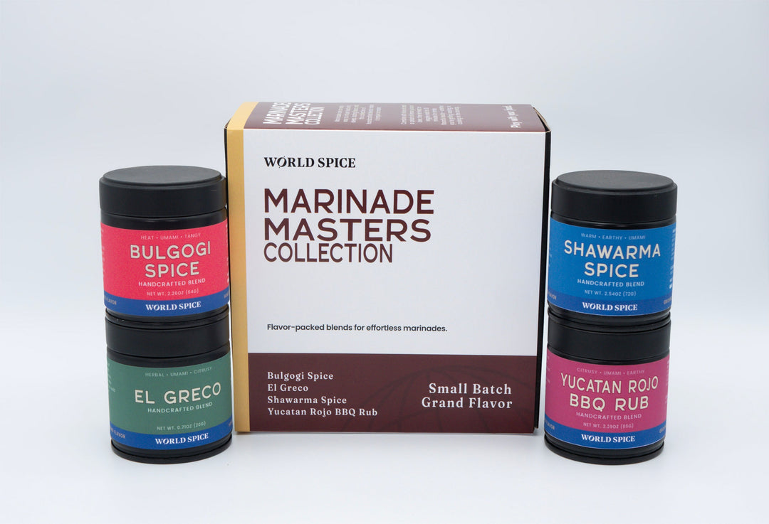 Marinade spice collection gift set with box and three seasoning jars