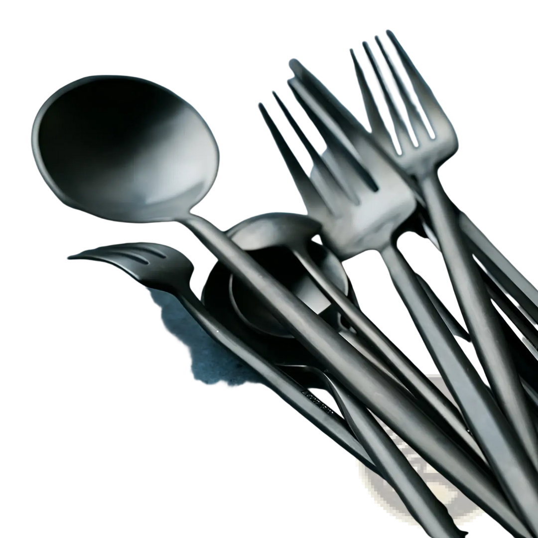 Matte Black Stainless Steel Cutlery 60 Piece Tableware Set