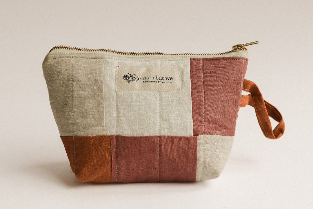 upcycled Patchwork Quilted Cosmetic Pouch