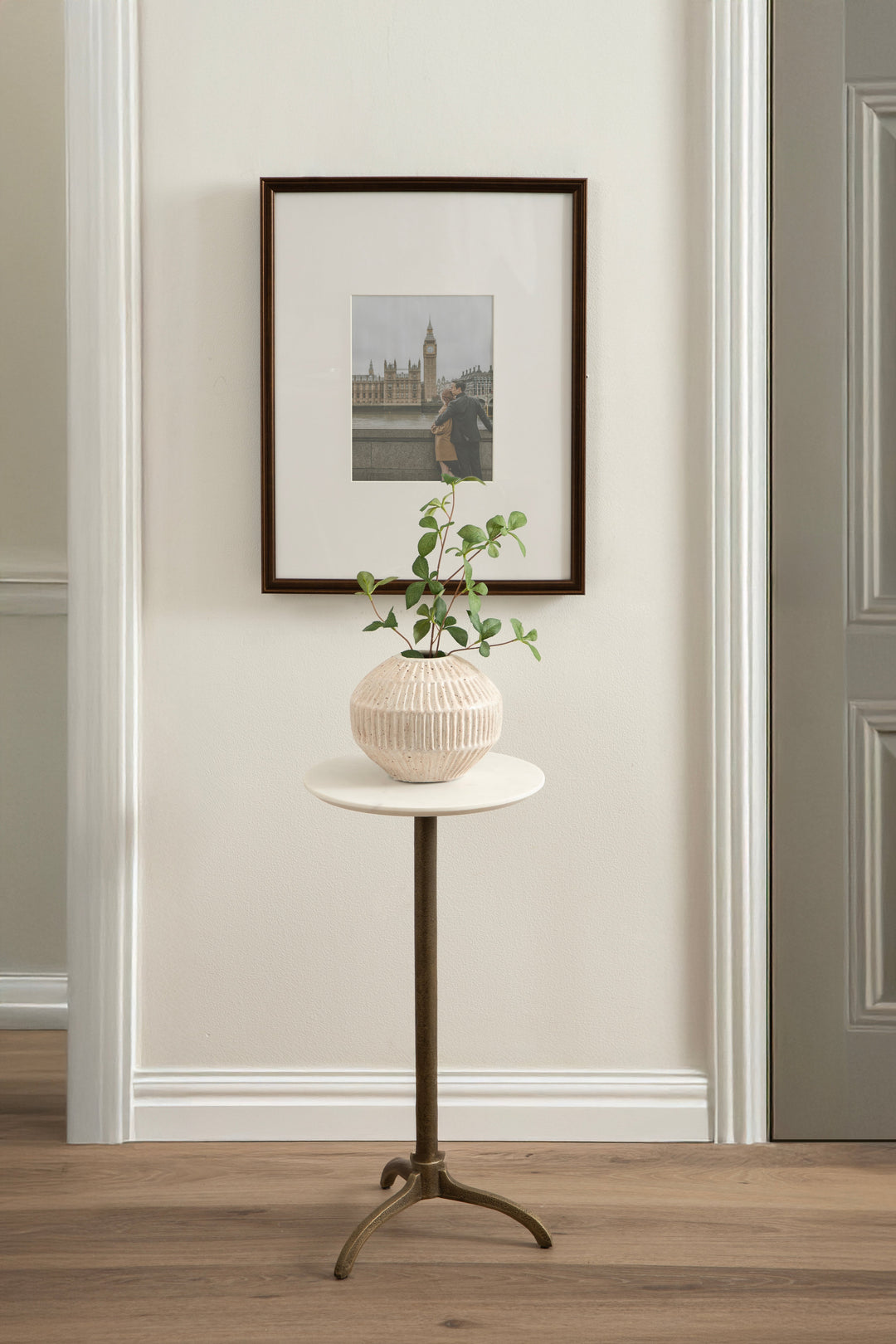 Henshall Marble and Metal Round Side Table