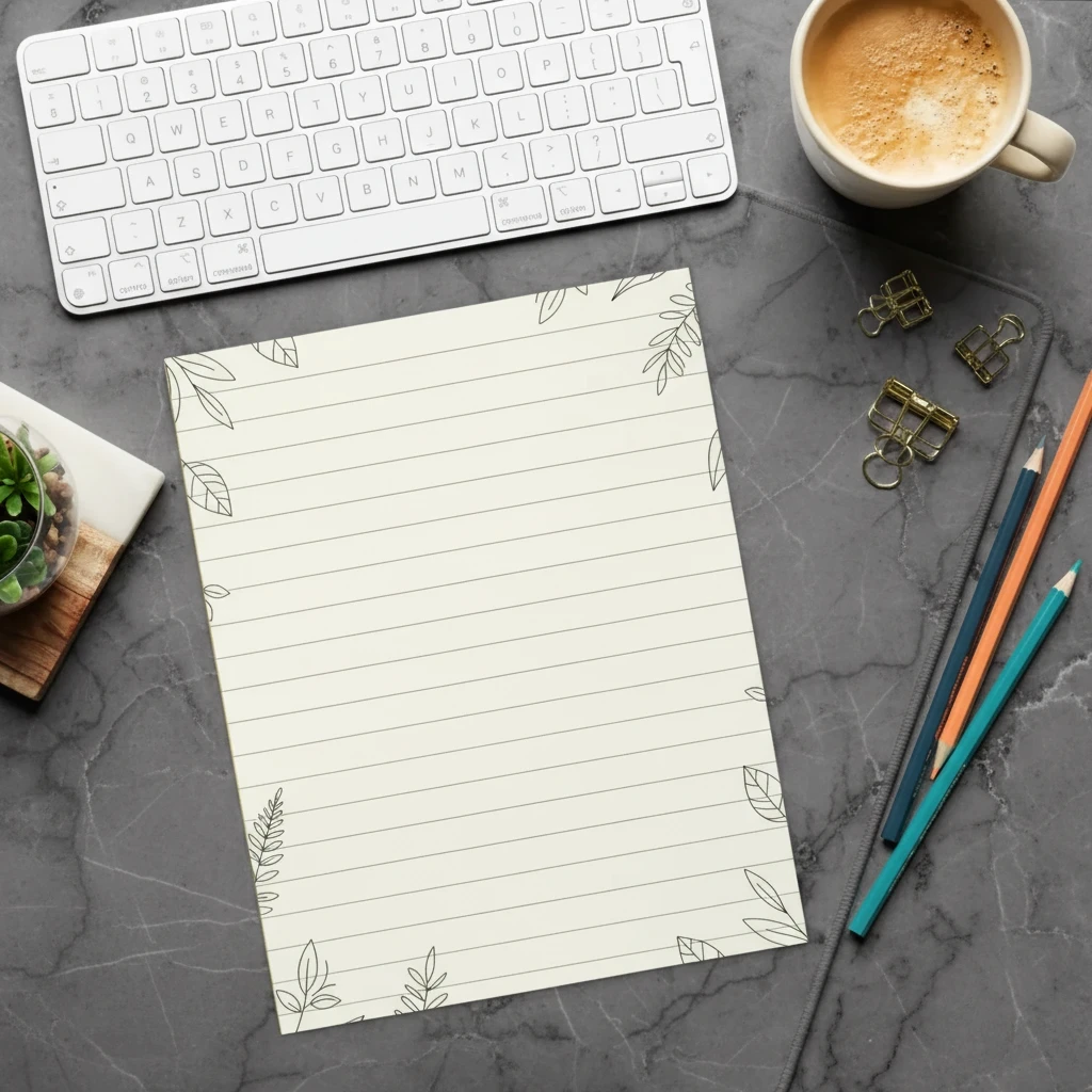 Minimalist Leaf Pattern Ruled Notepad Premium Paper Quality DipaliZ