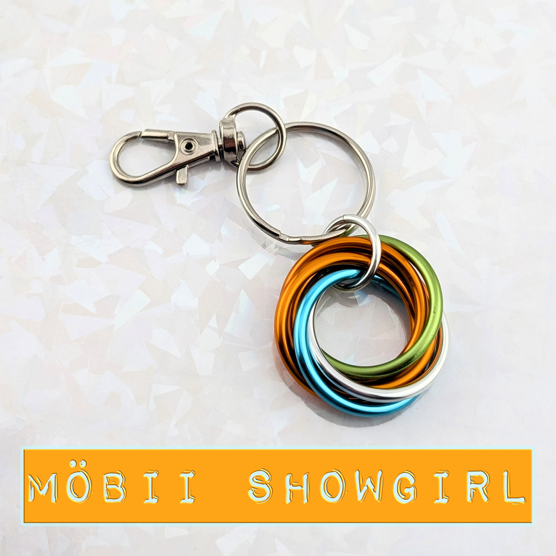 Rainbow metal ring fidget keychain with key clip and stainless split key ring