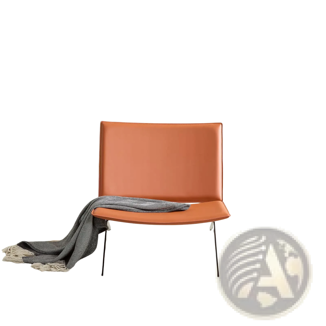 Modern Accent Chair Orange Saddle Leather Seating