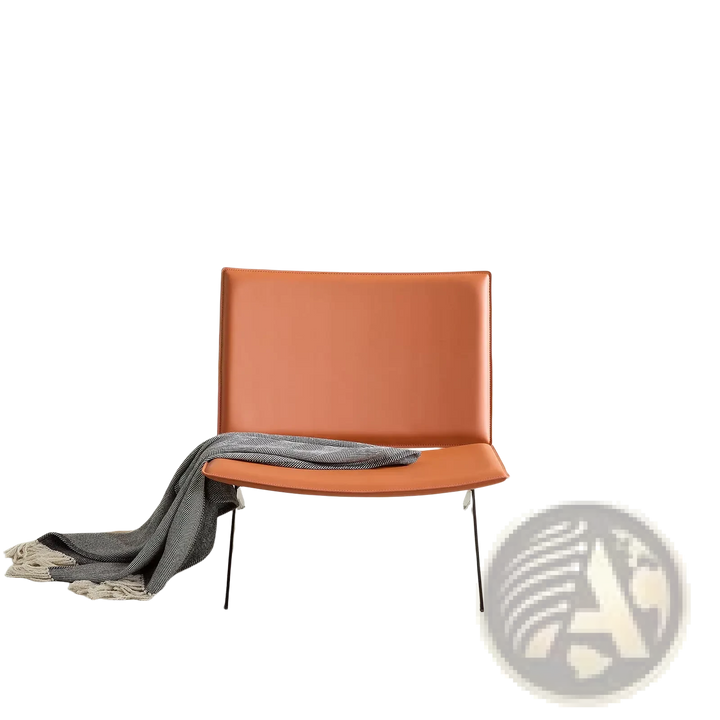 Modern Accent Chair Orange Saddle Leather Seating