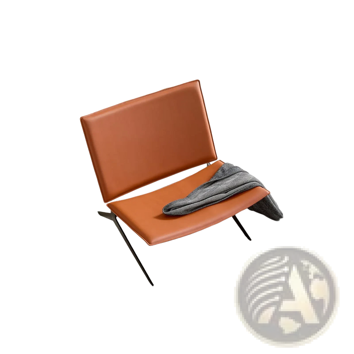 Modern Accent Chair Orange Saddle Leather Seating